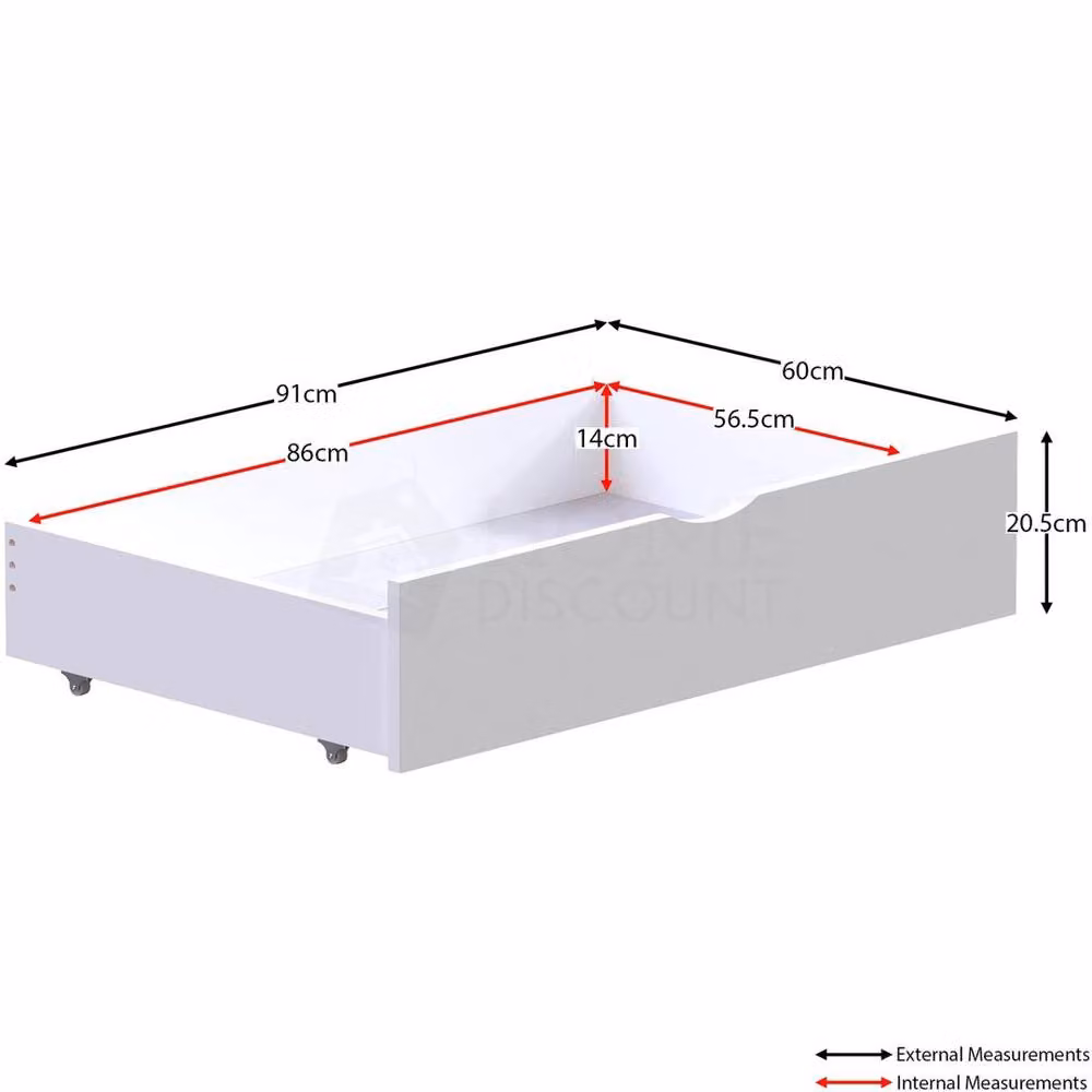SPETLEK Solid Wood Underbed Storage Drawers with Castors, White, Cot Size – 2