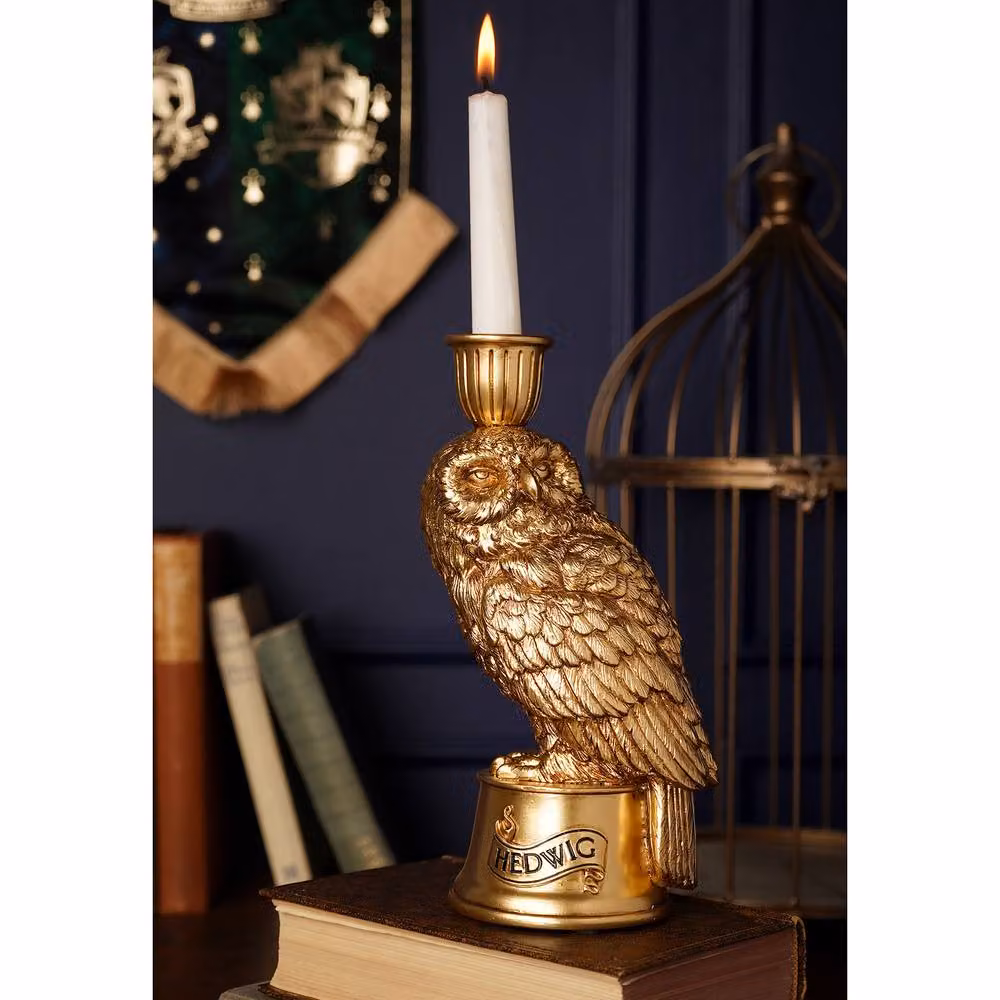 Warner Bros Harry Potter Alumni Hedwig 3D Taper Candle Holder in Antique Gold Metal – 2