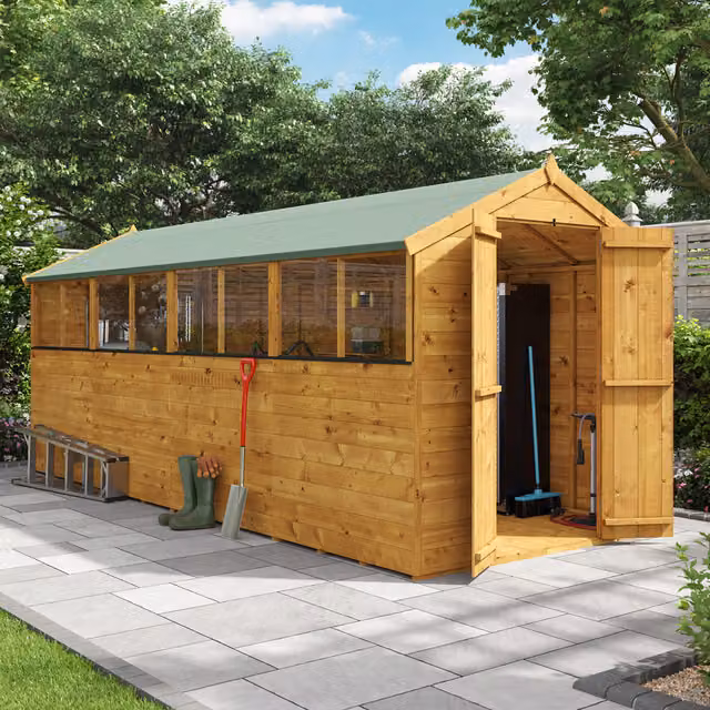 BillyOh Rustic Wooden Apex Gable Shed with Windows in Brown