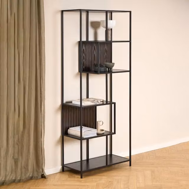 Furniture To Go Seaford Modern Black Bookcase with 5 Shelves