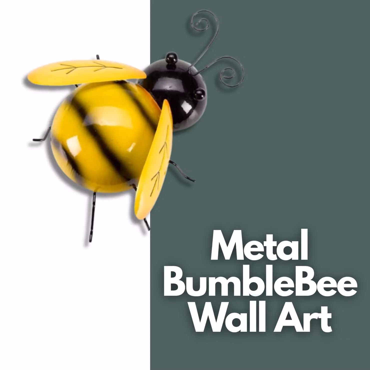 Marco Paul Yellow Metal Bumblebee Hanging Wall Art for Garden, 15 cm – 3