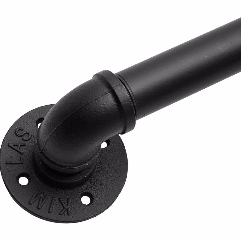 Kelvenix Industrial Steel Pipe Handrail with 2 Brackets, Matt Black, W: 1000 cm, D: 52 cm – 2