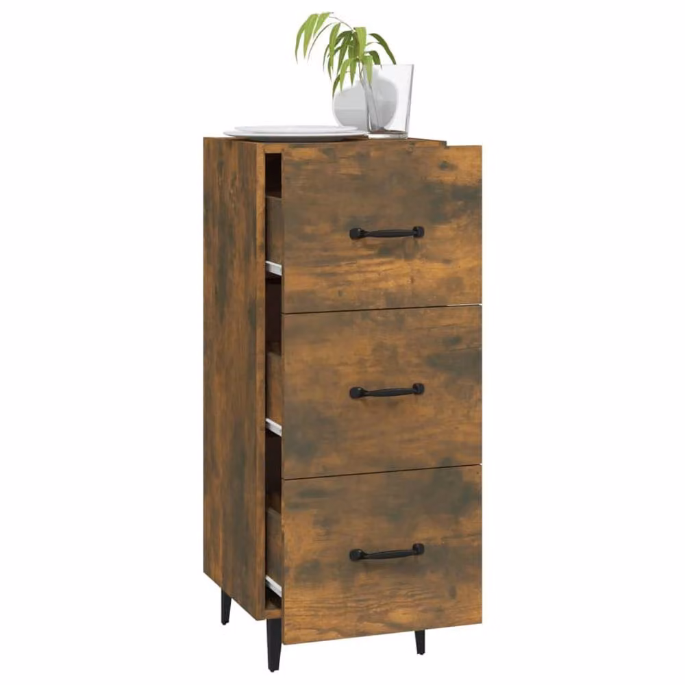 Berkfield Home Smoked Oak Sideboard in Brown, W/D/H: 34.5 x 34.0 x 90.0 cm – 2