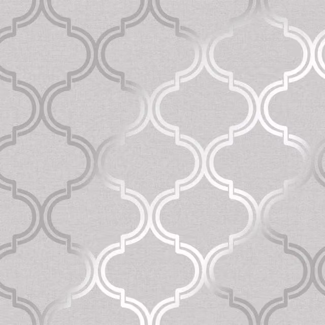 Holden Décor Glistening Geo Trellis Wallpaper in Light Grey