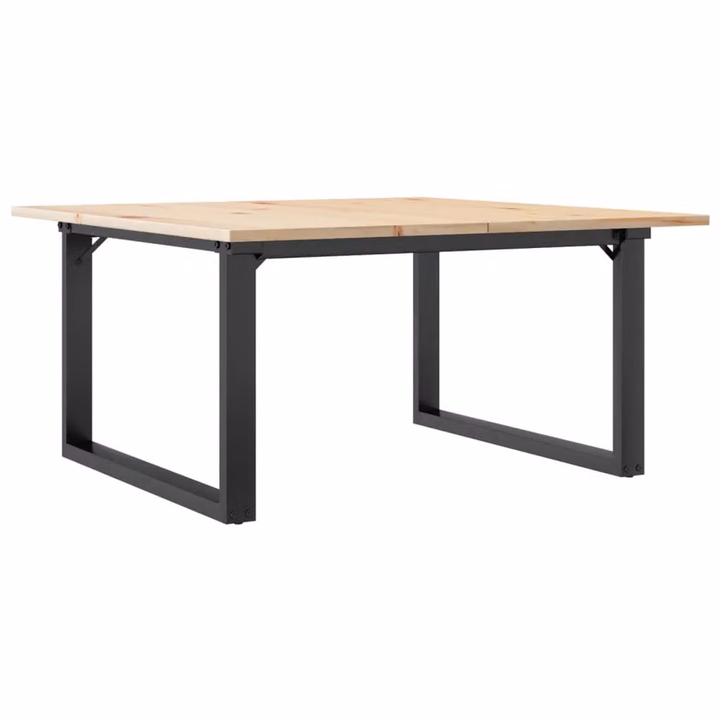 Berkfield Home O-Frame Square Coffee Table in Brown Solid Pine and Steel, W/D/H: 80 x 80 x 45 cm – 2