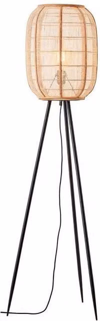 Netlighting Zaire Complete Floor Lamp in Natural Bamboo and Beige Linen with Matt Black Accents