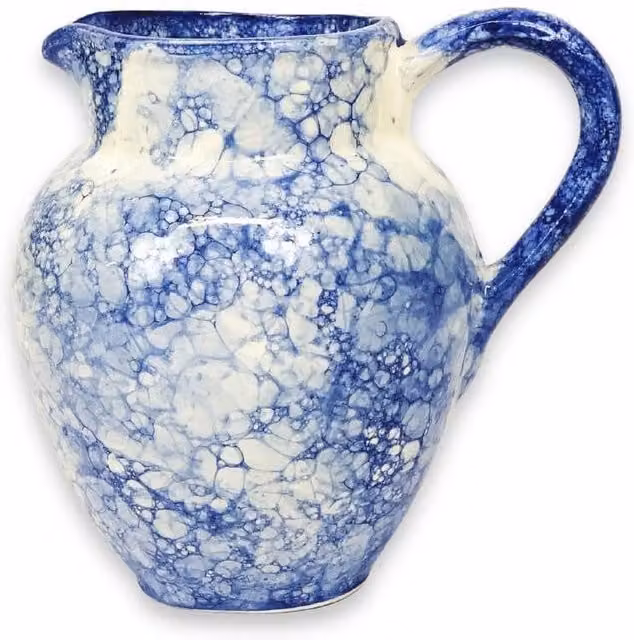 Verano Spanish Ceramics Burbujas Blue and White Dotted Ceramic Pourer Jug, Height: 21 cm