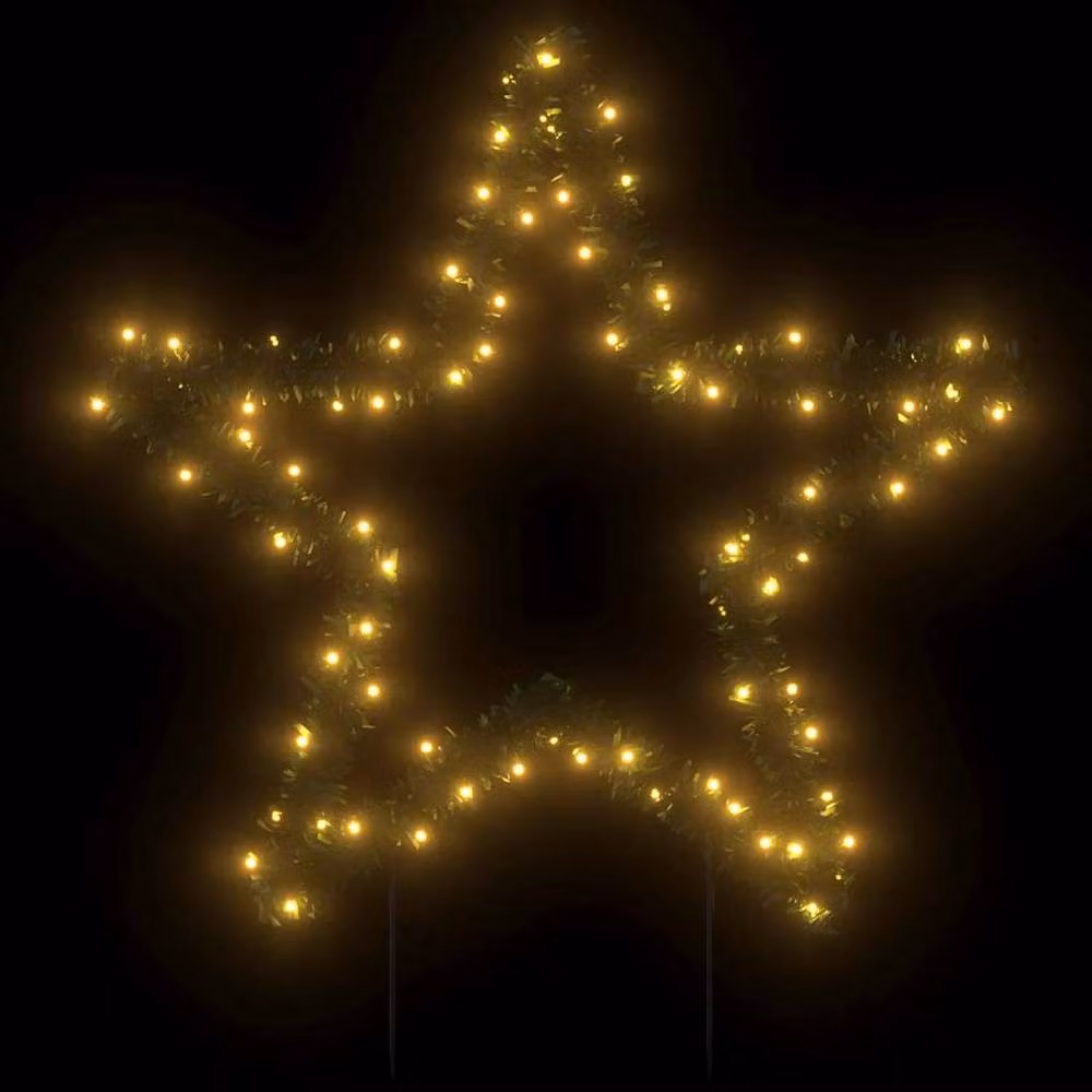 Berkfield Home Star Christmas Light Decoration with Spikes, 80 LEDs, Green, Height: 60 cm – 3