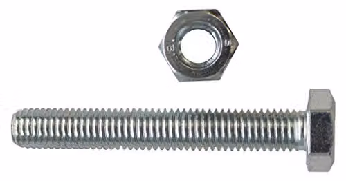 Unifix M12 x 25 mm Hex Head Bolt and Nut Set, Galvanised Steel, Silver