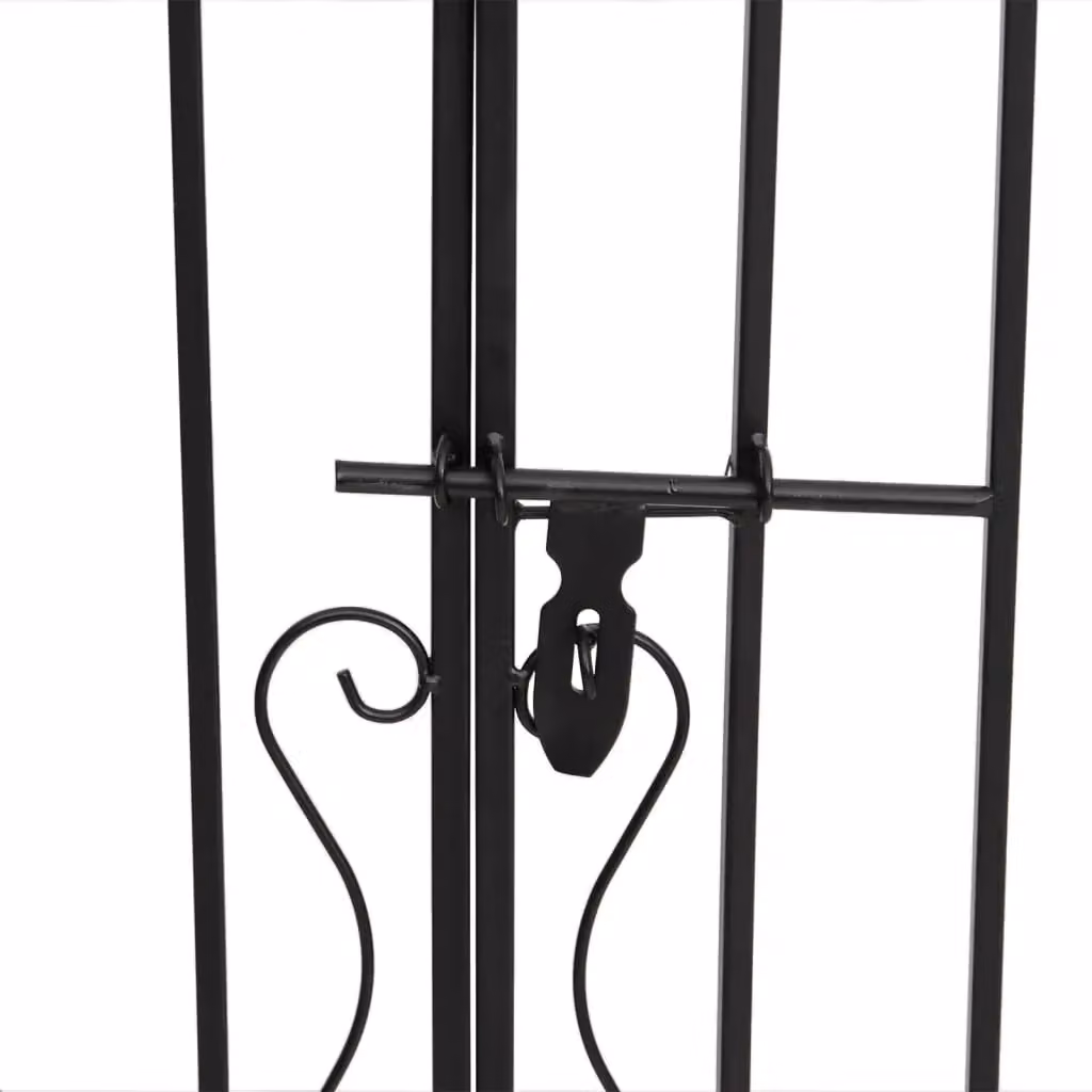 Berkfield Home Black Wrought Iron Swing Garden Gate, W/D/H: 121 x 8 x 120 cm – 4