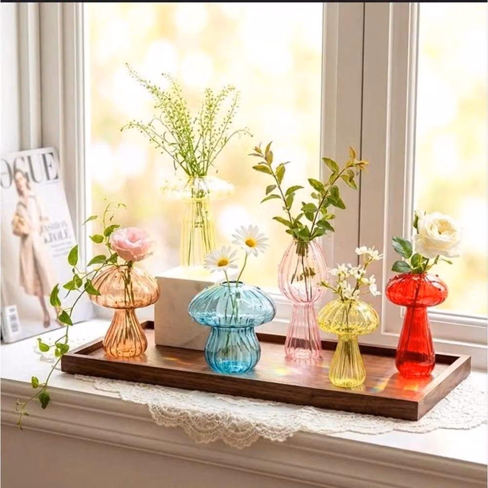 SPETLEK Set of 6 Round Multicolour Glass Tabletop Vases – 2
