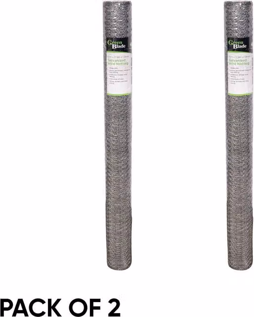 Samuel Alexander 2 Pack of 10m Galvanised Steel Chicken Garden Wire Netting Fencing in Grey – 2
