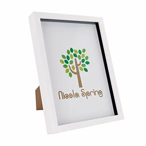 Nicola Spring 3D Shadow Box Photo Frame, White, W/D/H: 20.32 x 32.0 x 3.5 cm