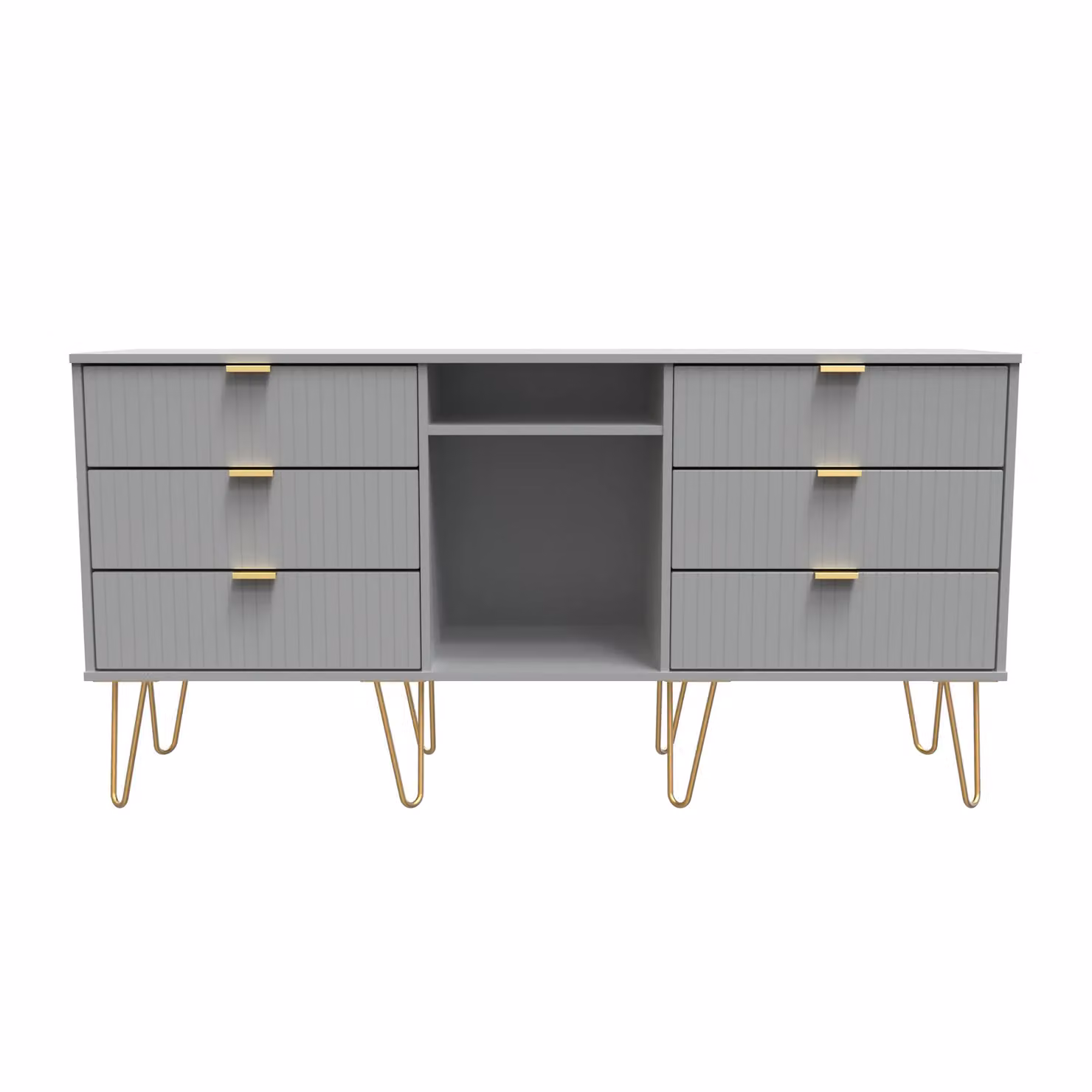 2 U Bexley Ready Assembled 6 Drawer Sideboard in Dark Grey with Gold Metal Details – 2