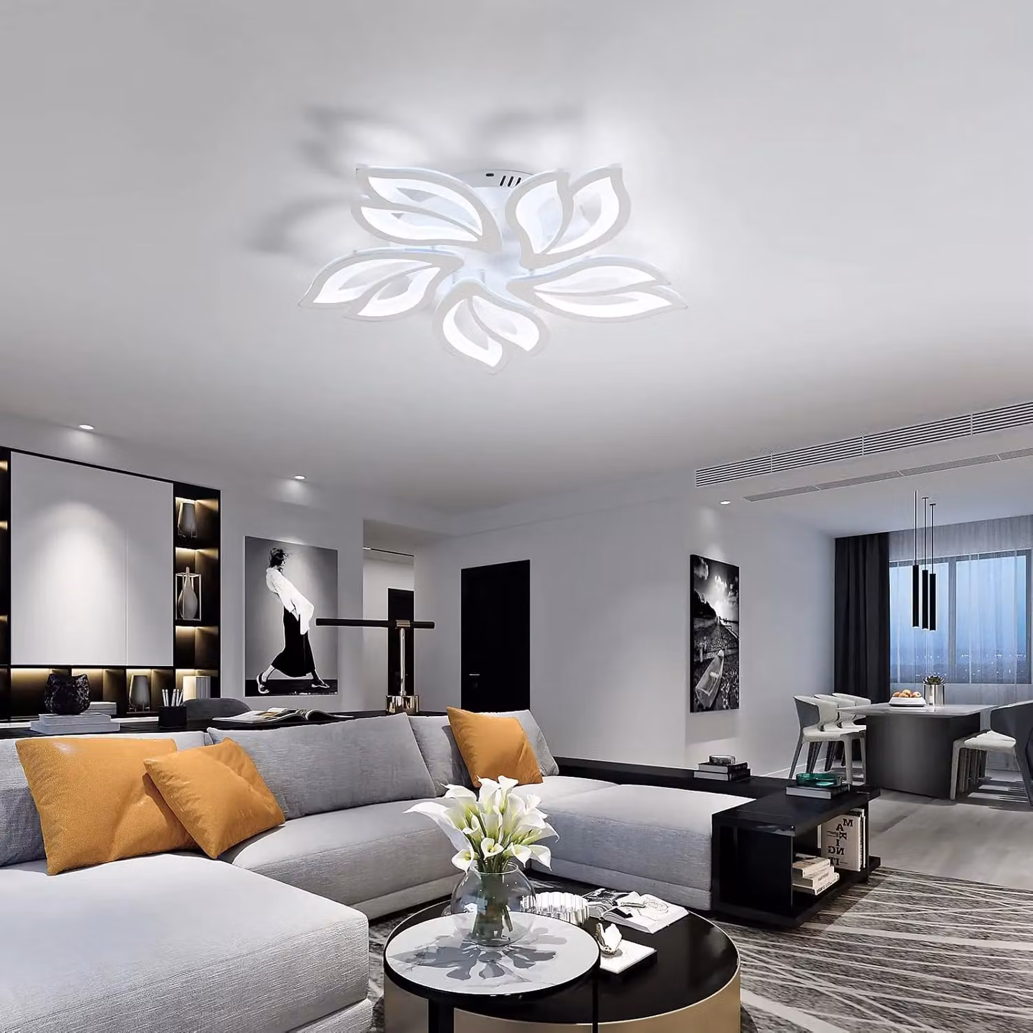 COMELY Modern LED Flower Design Ceiling Light in White, 65W, 6500K Cool White – 2