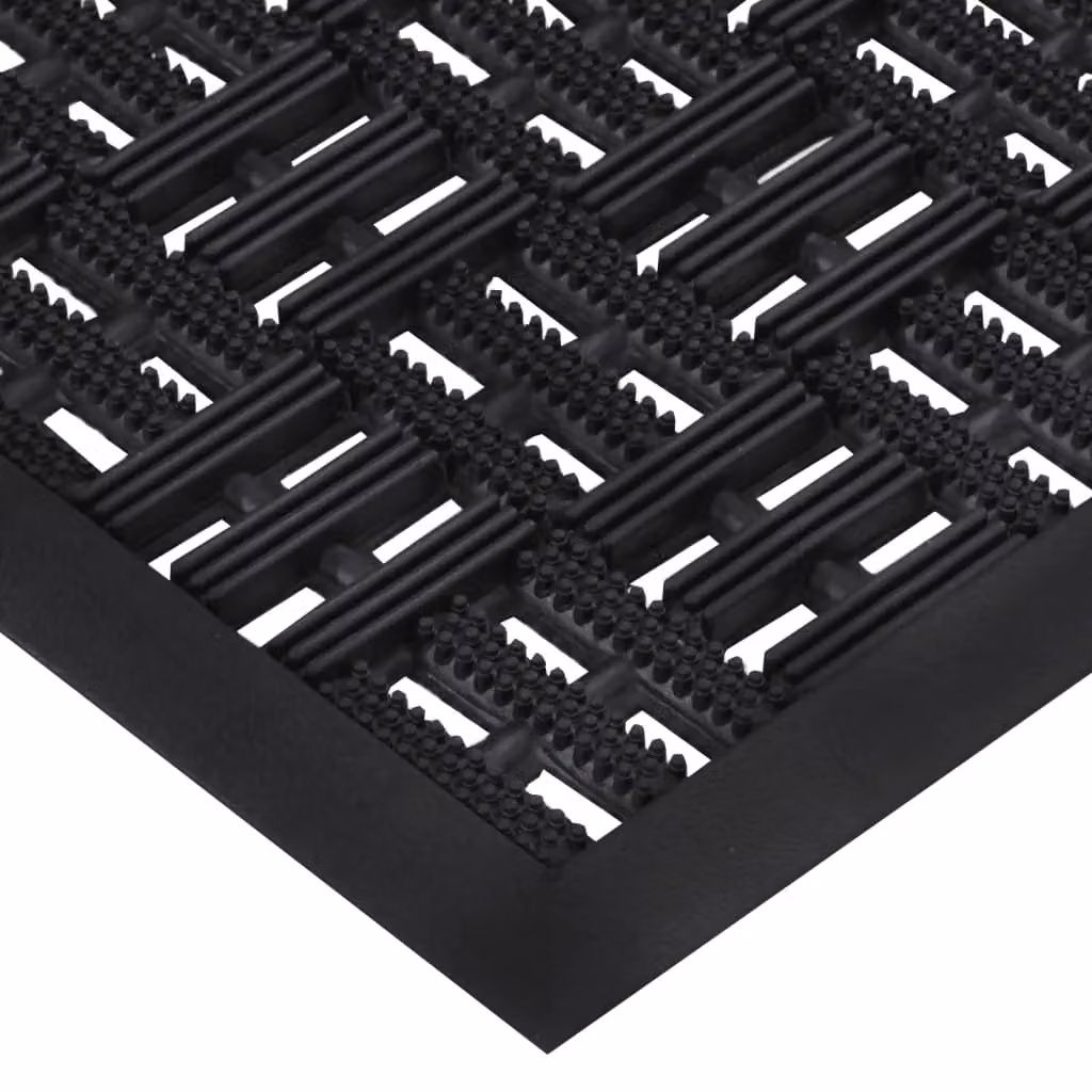 Berkfield Home Rectangular Rubber Door Mat, Black, W: 45 cm, L: 75 cm – 4