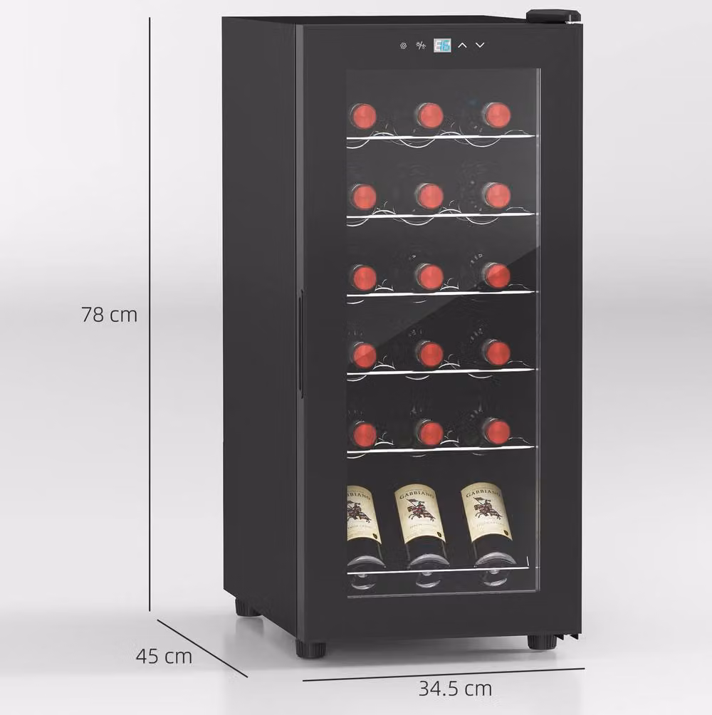 STILVORA Freestanding Compressor Wine Cooler with Glass Door and LED Interior Light, Black, 18 Bottle Capacity – 3