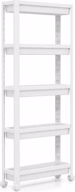 VOGREX Slim 5-Tier Space Saving Rolling Utility Storage Organiser in White – 1