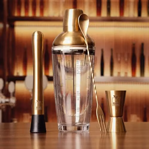 Bar Originale 5 Piece Gold Cocktail Set with Shaker