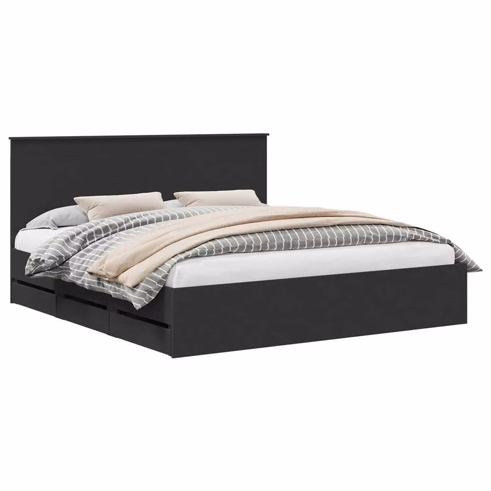 Berkfield Home Modern Bed Frame with Drawers in Black, Engineered Wood, W/D/H: 180 x 200 cm – 2