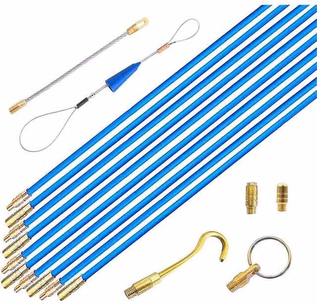 Nordara 10M Cable Access Kit with 10 Blue Plastic Electrician Puller Rods for Wires and Cables