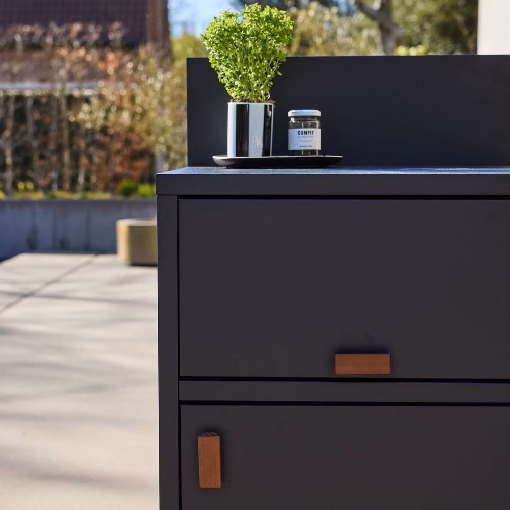 sweeek Black Steel Outdoor Kitchen Storage Module with 2 Doors, W: 60 cm, D: 60 cm, H: 110 cm – 5