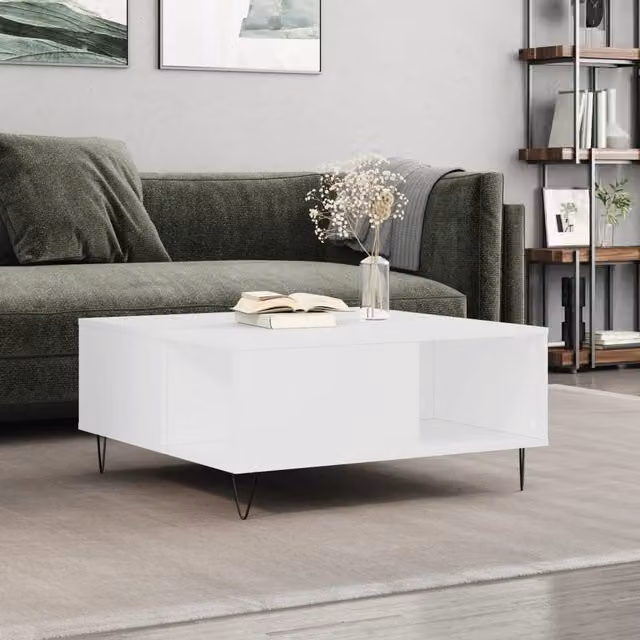 Berkfield Home Modern White Square Coffee Table W/D/H: 80 x 80 x 36.5 cm – 1
