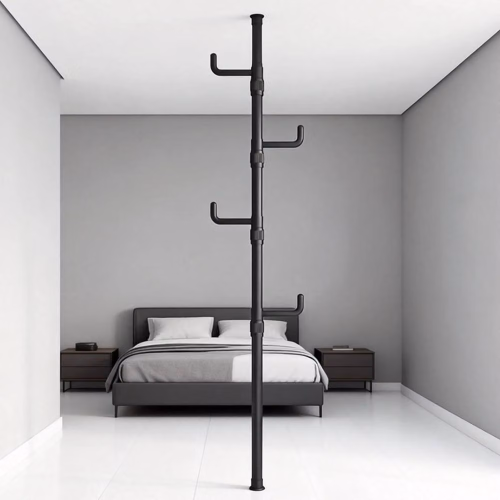 FORGEVIO Adjustable Black Clothes Rail with Dual Hook and Rail Matrix – 2