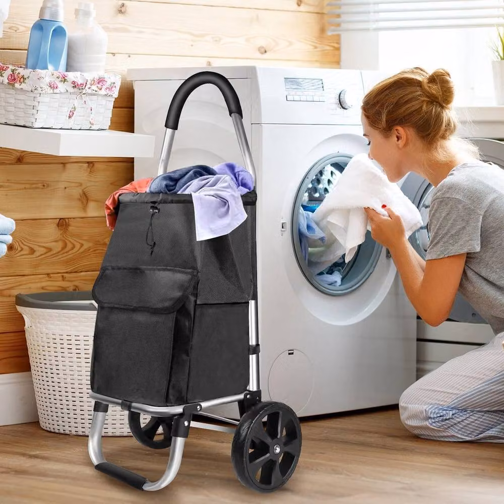FLAVORA Lightweight 2-Wheel Folding Shopping Trolley in Black – 2
