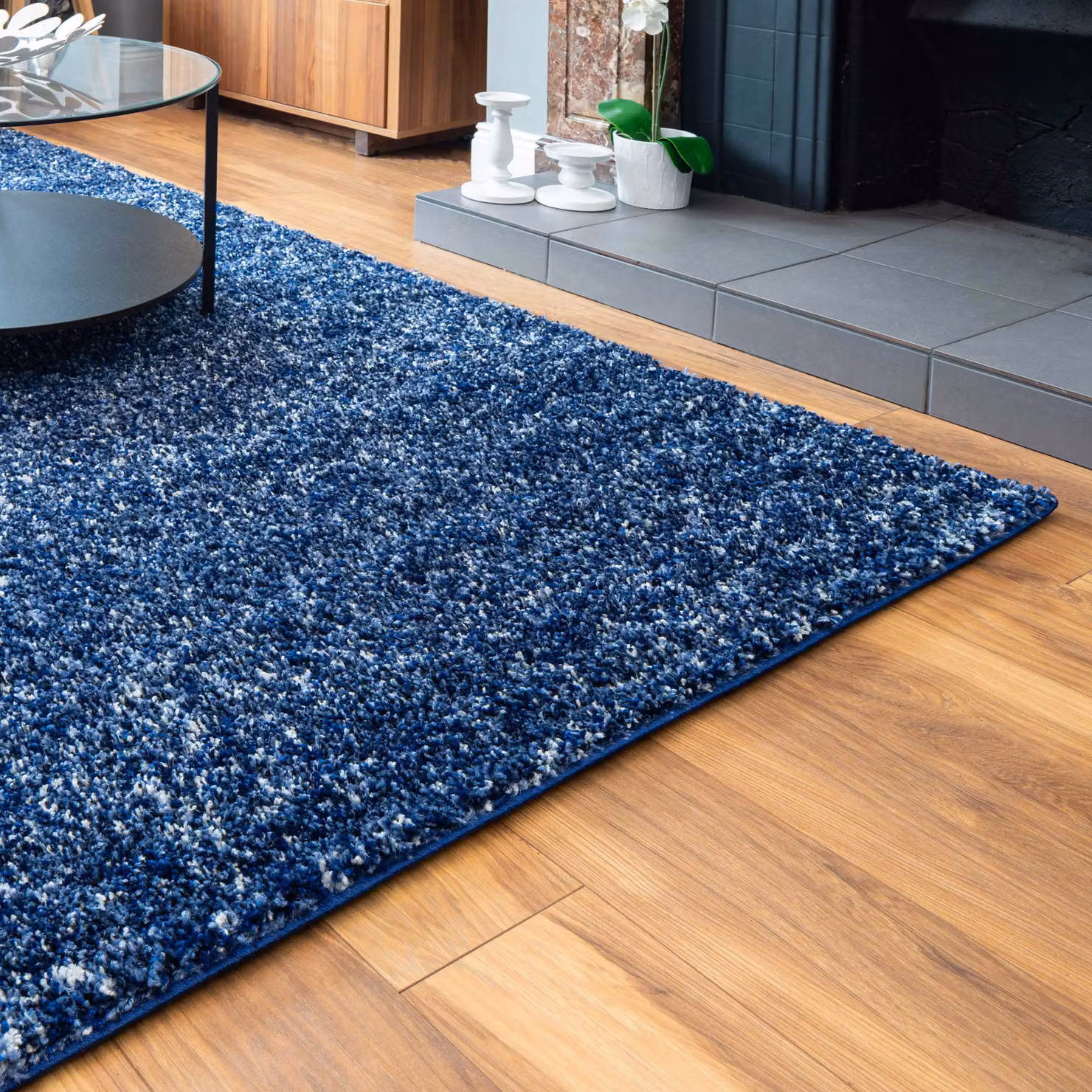 Kukoon Soft Shaggy Rug in Navy Blue, Deep Pile Fluffy Rectangular Carpet Mat, W: 120 cm, L: 170 cm – 2