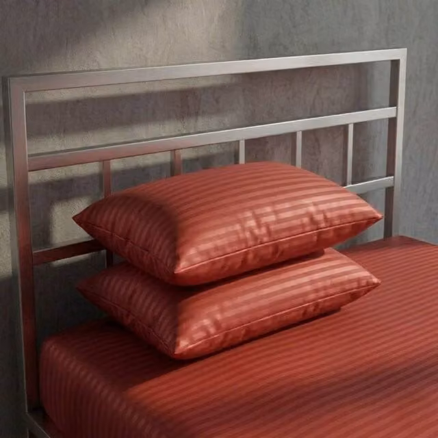 Snug City Luxury 250TC Mako Satin Stripe Pillowcase Pair in Red