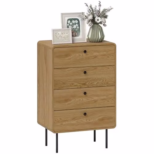 HOMCOM 4 Drawer Bedroom Chest of Drawers in Brown, W/D/H: 60 x 39 x 91.5 cm – 1
