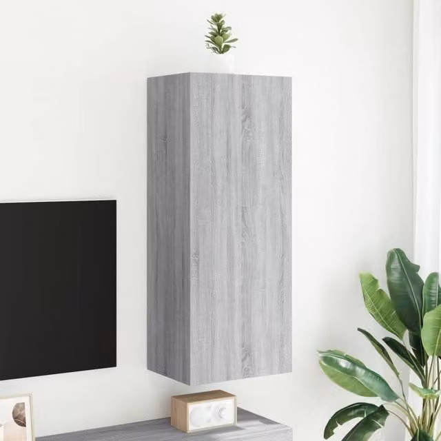 Berkfield Home TV Wall Cabinet in Grey Sonoma, W: 40.5 cm, D: 30 cm, H: 102 cm