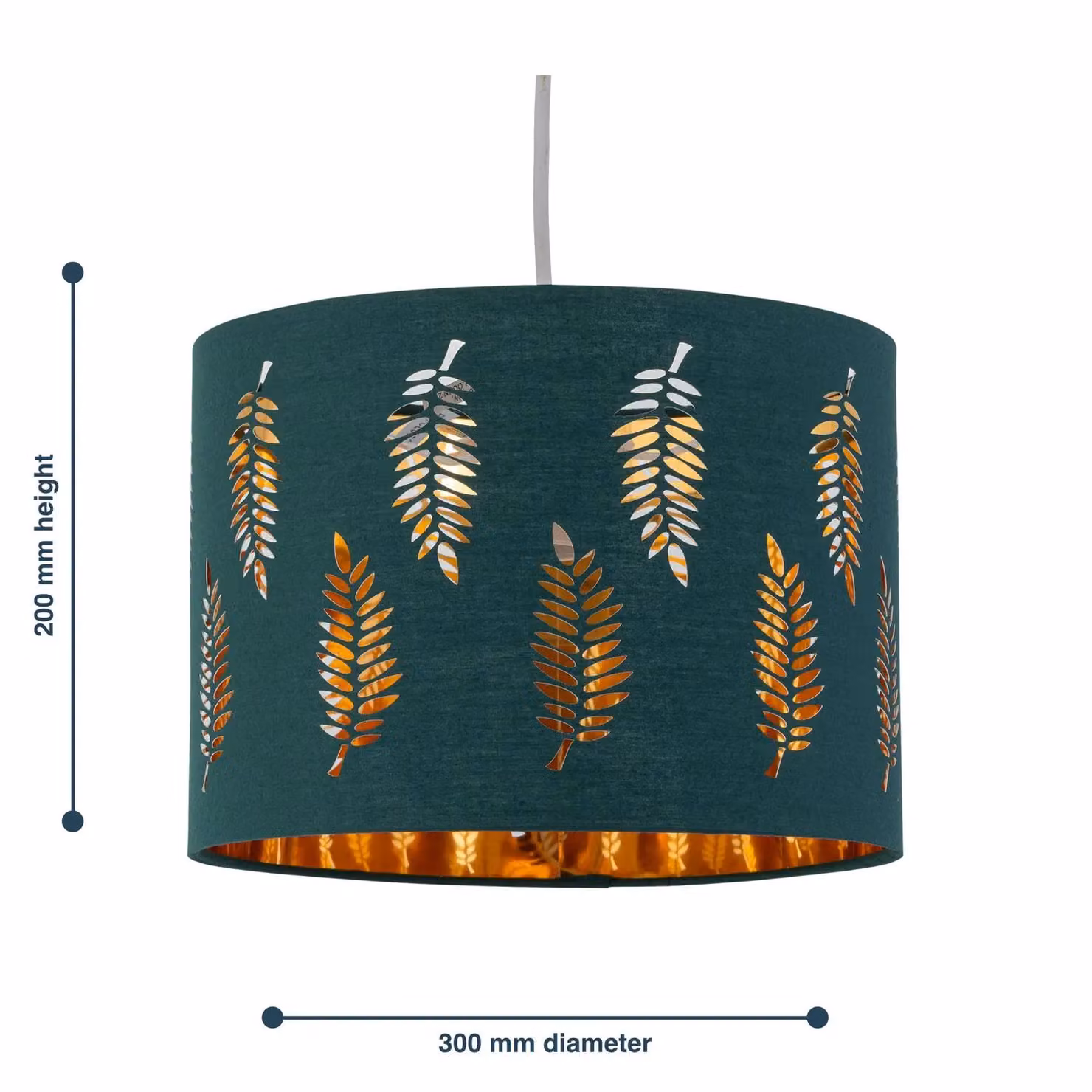 First Choice Lighting Fern Dark Green Cut Out Round Fabric Pendant Lightshade, Diameter: 30 cm – 5