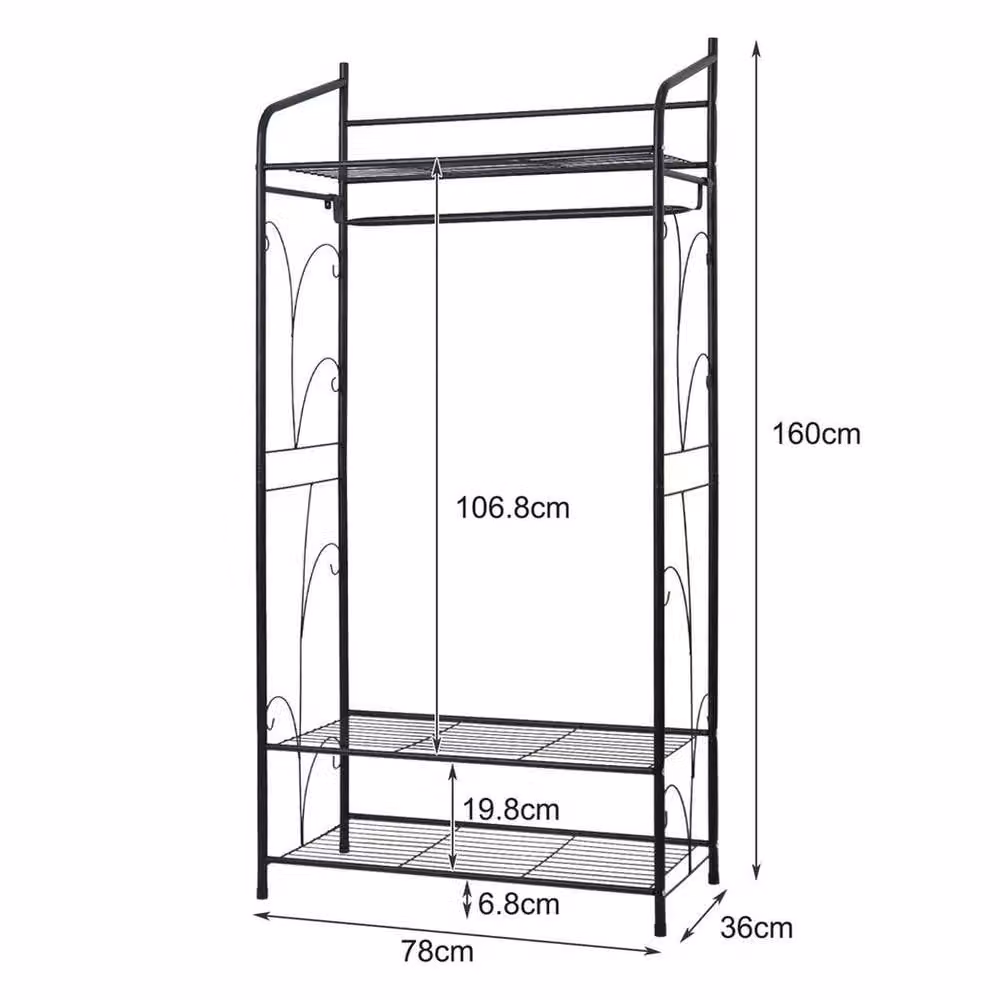 Kelvenix Large Capacity Clothes Rail Dress Hanging Display Stand in Matt Black – 2