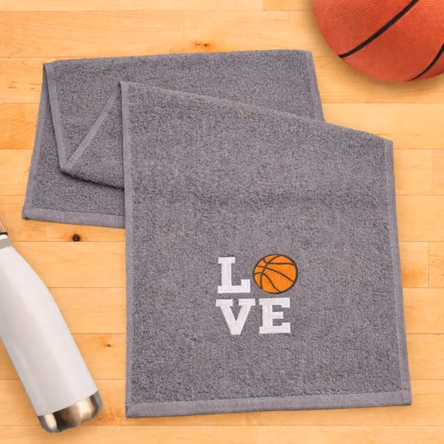 Duncan Stewart Love Sports Basketball Cotton Terry Towel in Grey