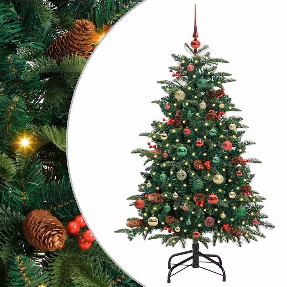 Berkfield Home Elegant Green Artificial Christmas Tree with 150 LEDs and Stand – 3