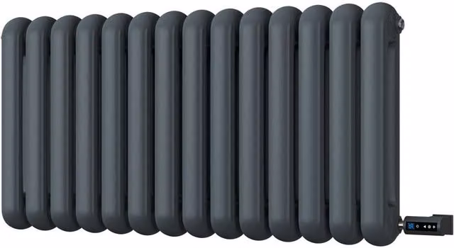 UK Radiators Sherwood Anthracite Round Top Column Electric Radiator with WiFi App Control, W: 99.3 cm, H: 50 cm