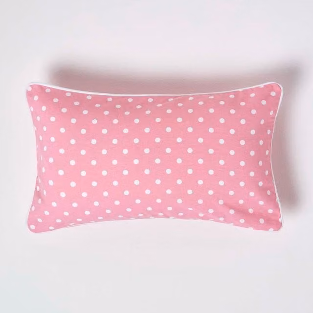 Homescapes Pink Cotton Dotted Rectangular Cushion Cover W: 50 cm, H: 50 cm