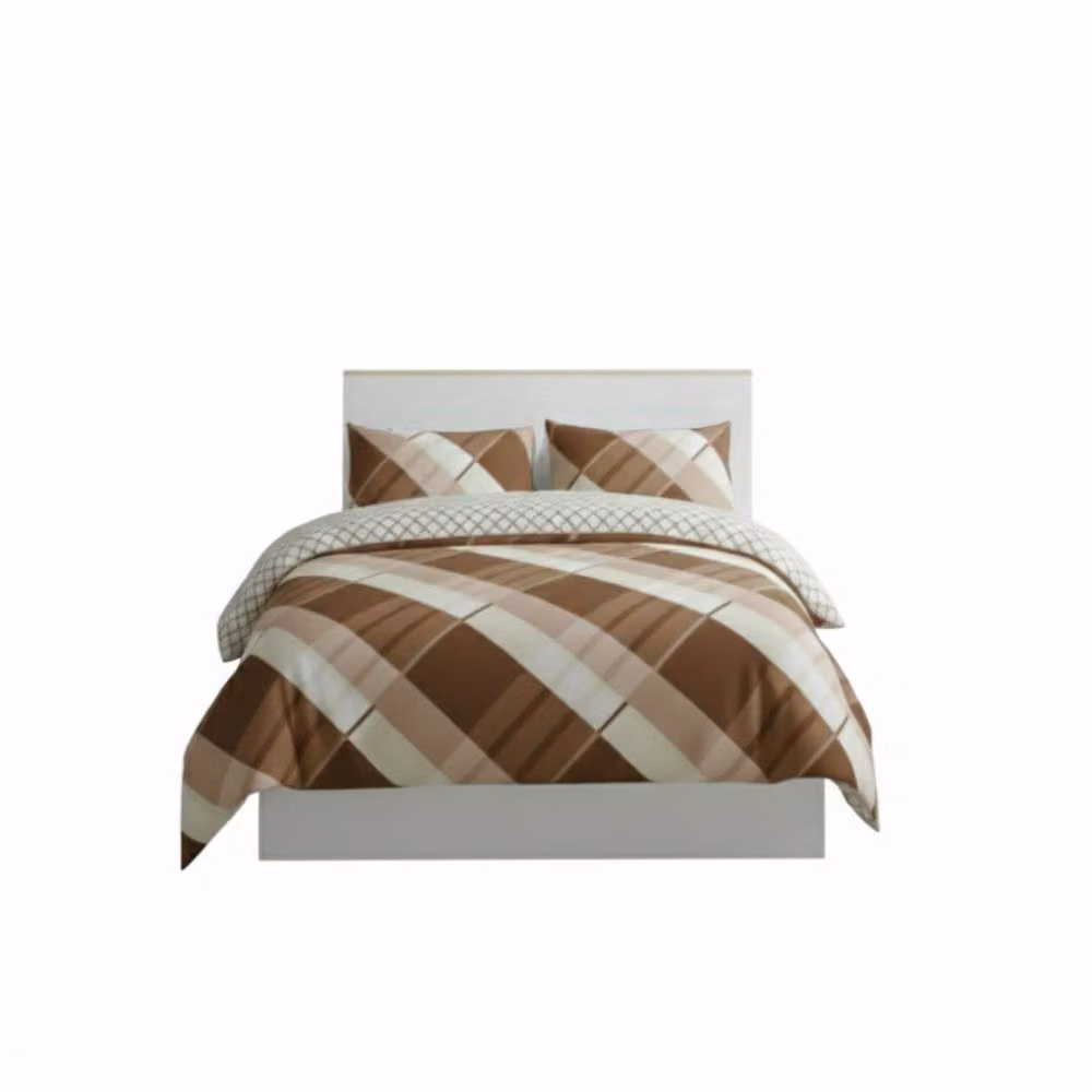 Snug City Reversible Geometric Pattern Duvet Cover and Pillowcase Set in Brown, Single Size (90 x 200 cm) – 2