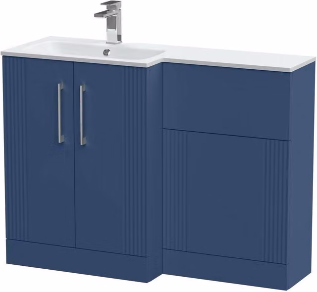 Balterley Belvide 2 Door Vanity WC Combi Unit with Stone Basin, Blue, W: 110 cm, LH – 1
