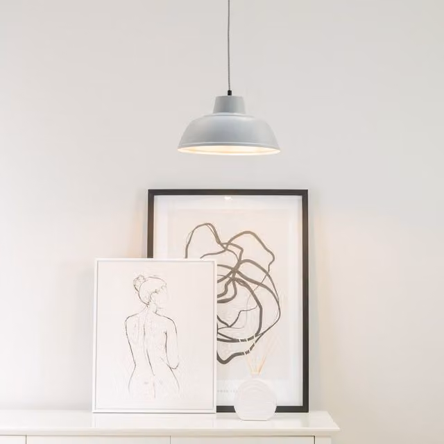 ValueLights Morris Grey Metal Industrial Dome Hanging Pendant Ceiling Light