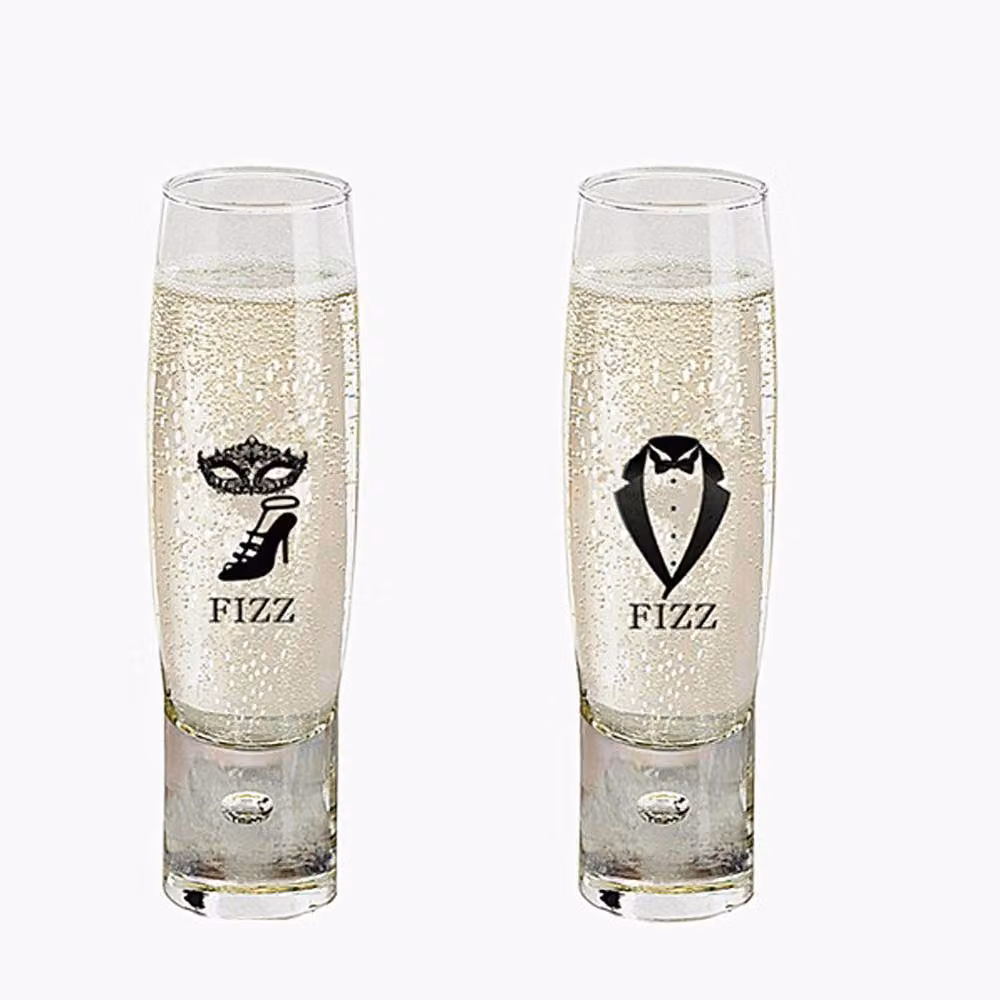 Lovii His and Hers Prosecco Champagne Flute Glass Set of 2 in White and Transparent – 2