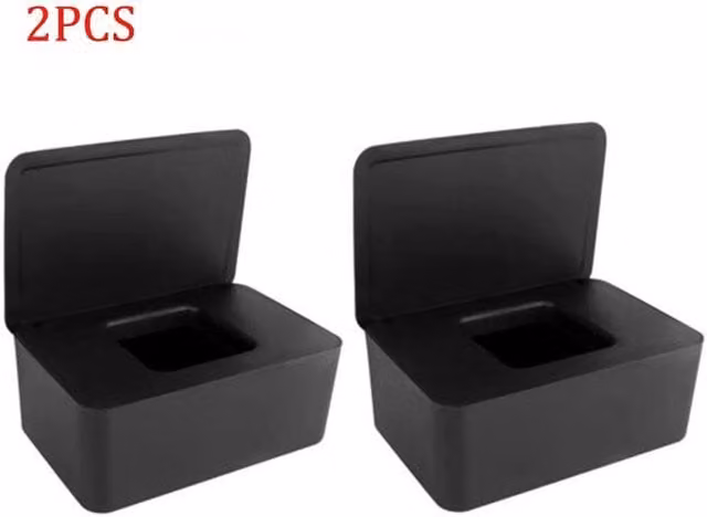 FLAVORA Black Wet Wipes Dispenser Box with Lid, 2-Piece Set – 1