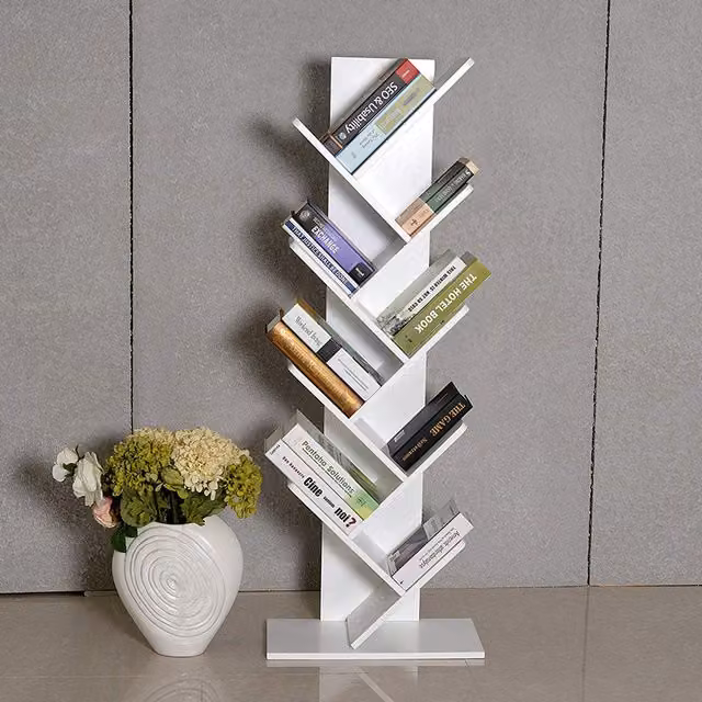 Livingandhome 9-Tier Standing Tree Bookshelf in White