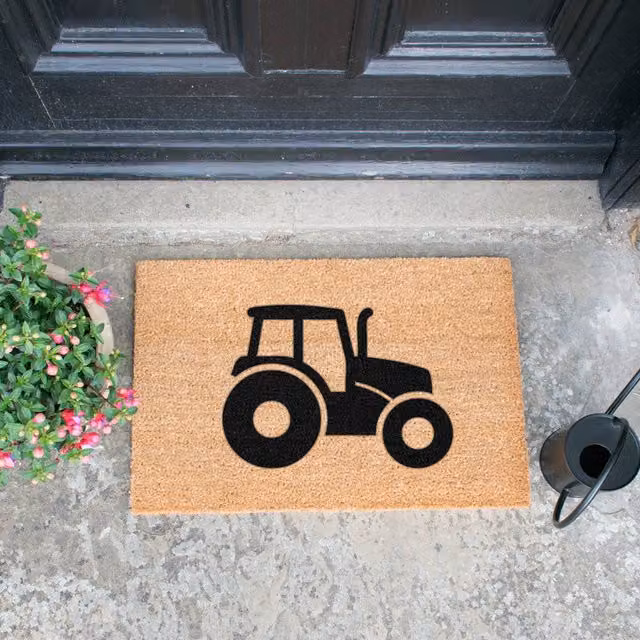 Artsy Mats Brown Tractor Non-Slip Coir and Rubber Doormat