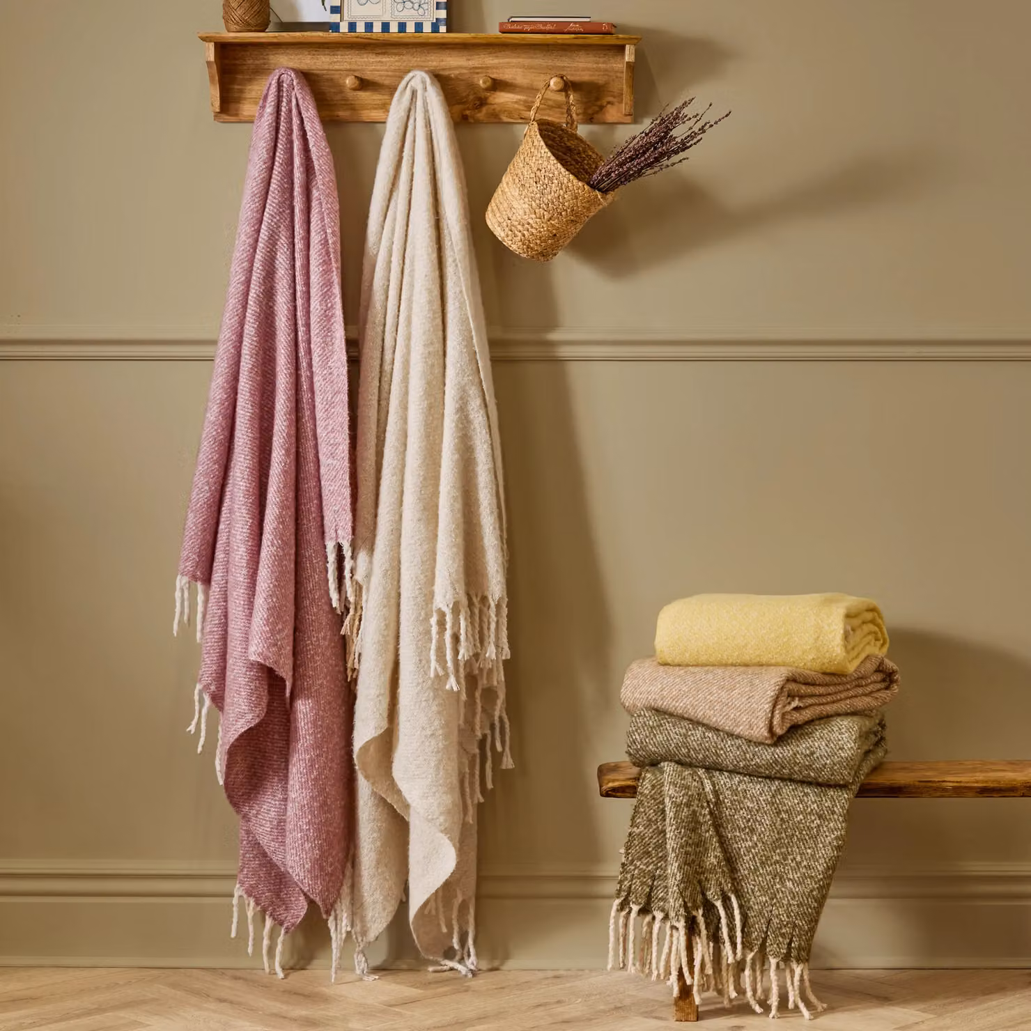 Wylder Nature Isla Woven Throw with Fringes in Beige, W/D/H: 130 x 180 cm – 4