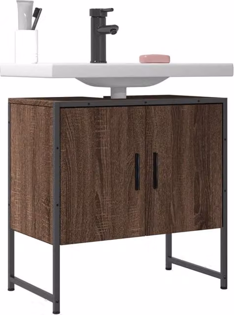 Berkfield Home Brown Oak Wall Mounted Bathroom Sink Cabinet W/D/H: 60 x 33 x 60 cm – 1