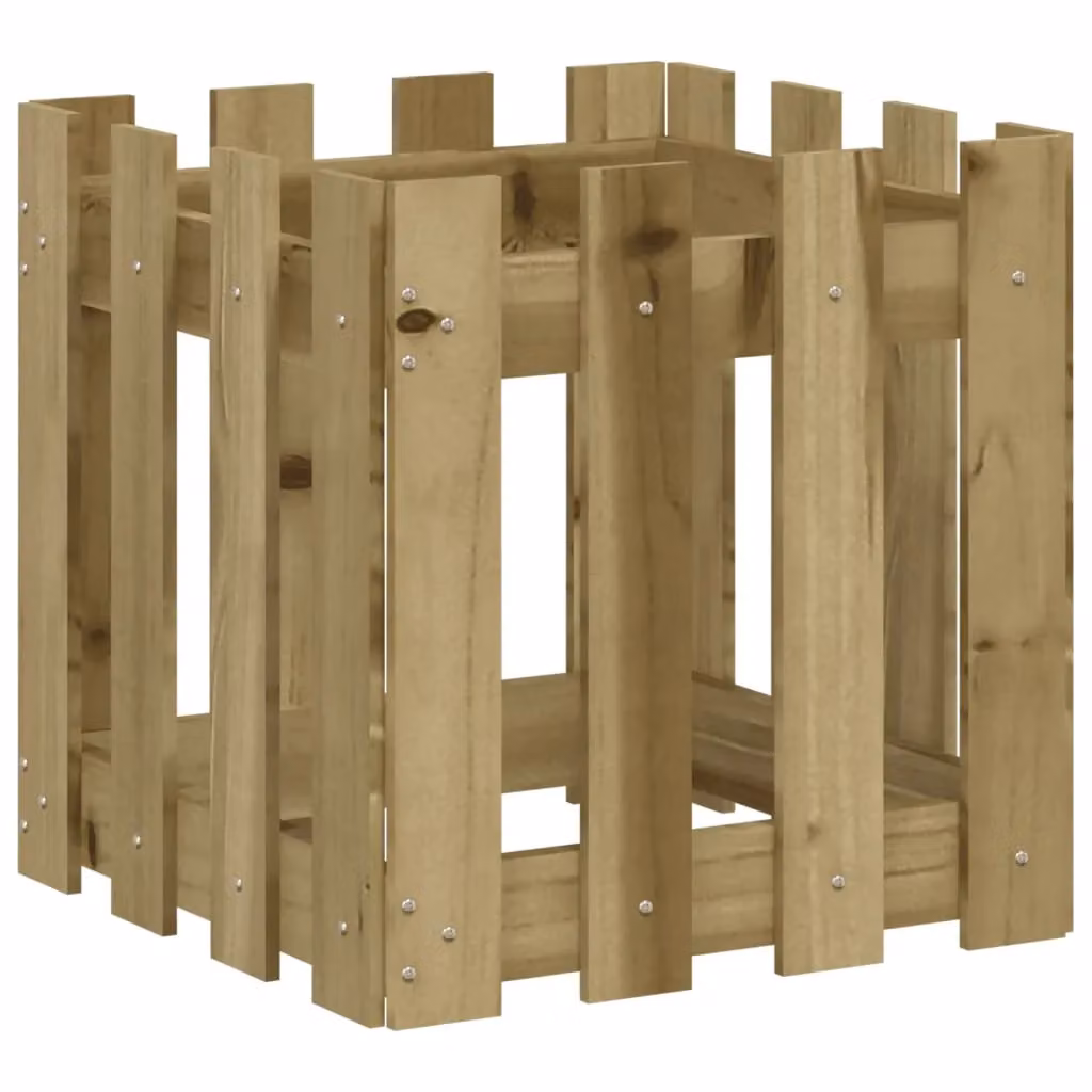 Berkfield Home Brown Ornamental Garden Planter with Fence Design, W/D/H: 40 x 40 x 40 cm – 2