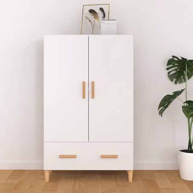 Berkfield Home White Scandinavian Highboard with Internal Drawers and Shelves, W/D/H: 70 x 31 x 115 cm